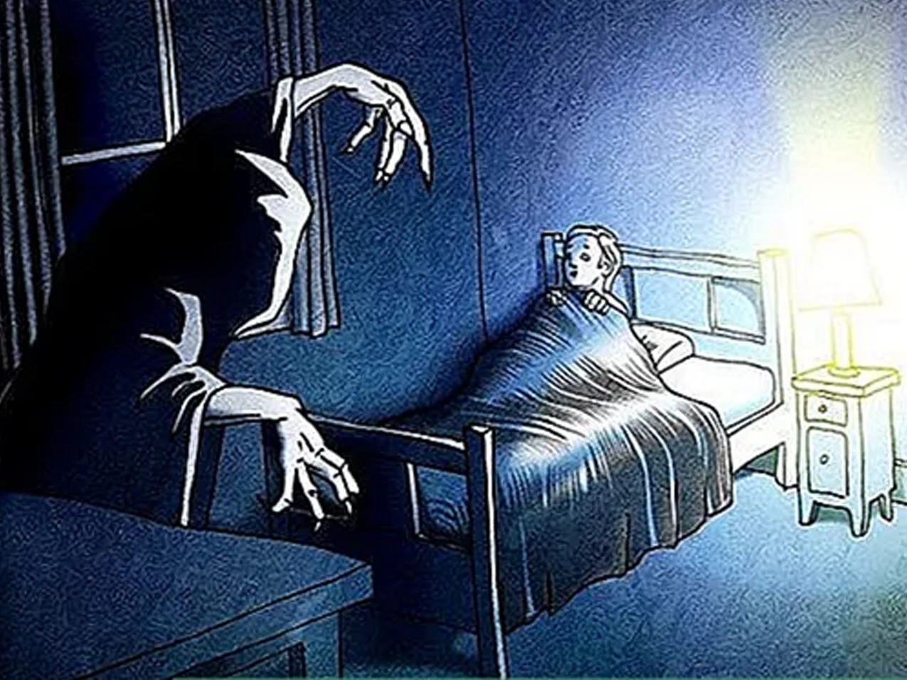 Нападение во сне. Снятся кошмары каждую ночь. Ночные кошмары спальня Shutterstock. Человеку снится кошмар рисунок мультяшный.